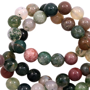 Natuursteen kralen chalcedoon (kwarts) en jaspis 6mm Green mix
