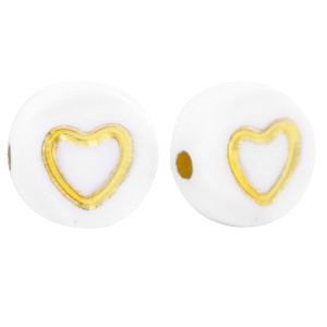 Letterkralen van acryl hartjes White-gold