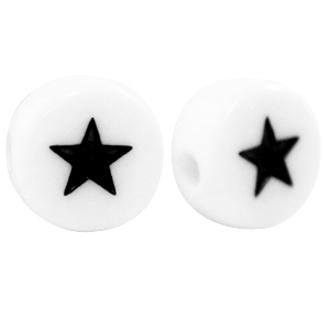 Letterkralen van acryl sterretjes White-black