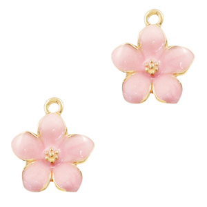 Basic Quality metalen bedels bloem Goud-roze