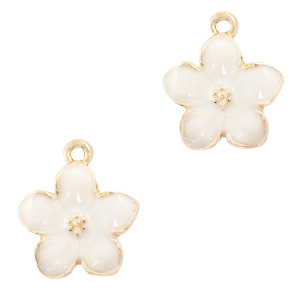 Basic Quality metalen bedels bloem Goud-wit