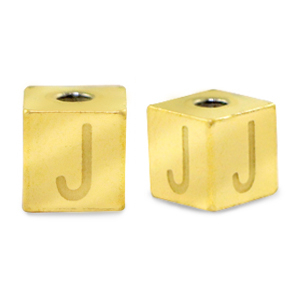 Roestvrij stalen (RVS) Stainless steel kralen letter J Goud