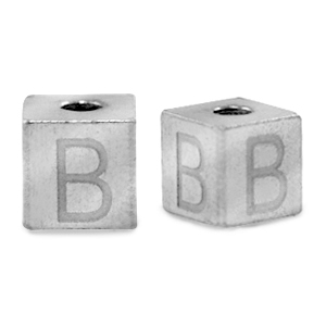 Roestvrij stalen (RVS) Stainless steel kralen letter B Zilver