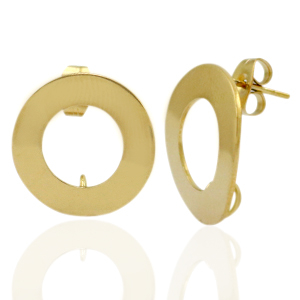 Roestvrij stalen (RVS) Stainless steel oorbellen / oorstekers 18mm met oogje Goud