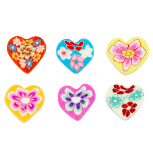 Polymeer kralen hart bloemen Multicolour