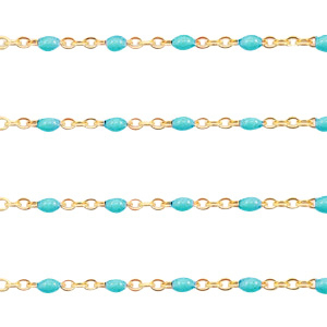 Roestvrij stalen (RVS) Stainless steel onderdelen jasseron 1mm Turquoise blue-goud