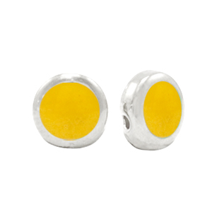 Kralen DQ metaal Pearl tropical yellow-antique silver (nikkelvrij)