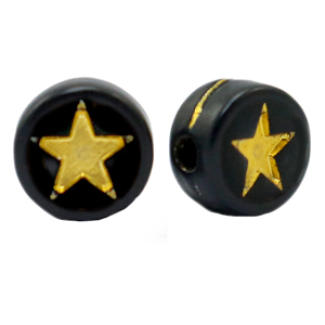 Letterkralen van acryl sterretje Black-gold