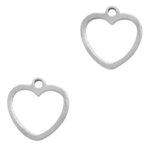 Roestvrij stalen (RVS) Stainless steel bedels hart Zilver