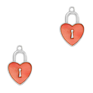 Resin hangers slot hart Silver-coral red