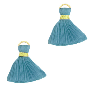 Kwastjes 1.5cm Gold-stone blue