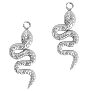Roestvrij stalen (RVS) Stainless steel bedels slang Zilver