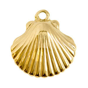 Roestvrij stalen (RVS) Stainless steel bedels schelp Goud
