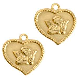 Roestvrij stalen (RVS) Stainless steel bedels hart Goud