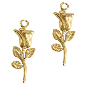 Roestvrij stalen (RVS) Stainless steel bedels tulp Goud