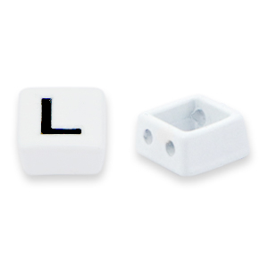 Tile beads L White-black