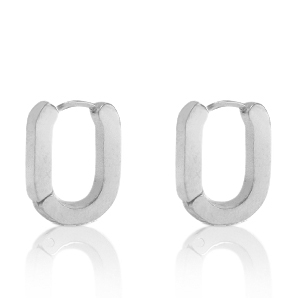 Roestvrij stalen (RVS) Stainless steel oorbellen oval Zilver