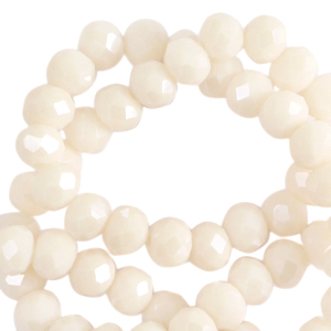 Top Facet kralen 8x6 mm disc Pristine beige-pearl shine coating