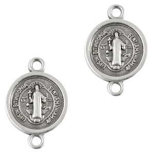 Bedels DQ metaal tussenstuk religieus 14mm Antiek zilver (nikkelvrij)