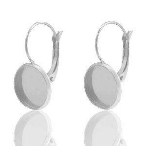 Roestvrij stalen (RVS) Stainless steel onderdelen oorbellen voor cabochon 12mm Zilver