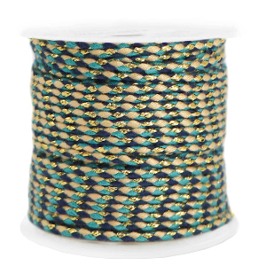 Trendy koord gevlochten 2mm Gold-dark blue