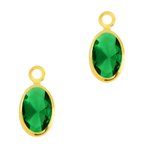 Hangers van crystal glas ovaal Classic green-gold