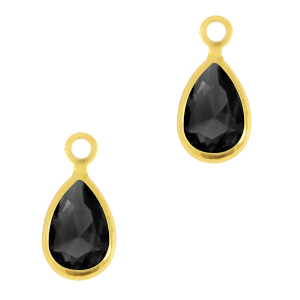 Hangers van crystal glas druppel Jet black-gold
