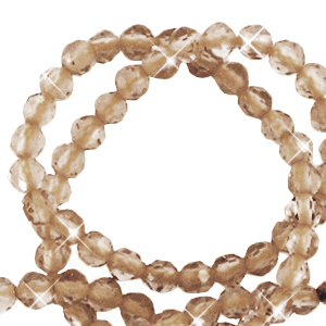 Natuursteen kralen facet geslepen 3mm Light topaz-pearl shine coating
