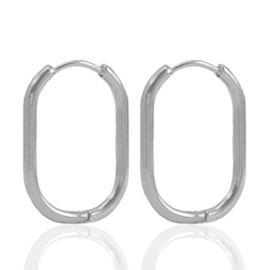 Roestvrij stalen (RVS) Stainless steel oorbellen creolen ovaal Silver