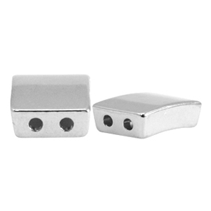 Kralen DQ metaal duo beads rechthoek Antiek zilver (nikkelvrij)