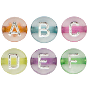 Letterkralen van acryl Multicolour transparent