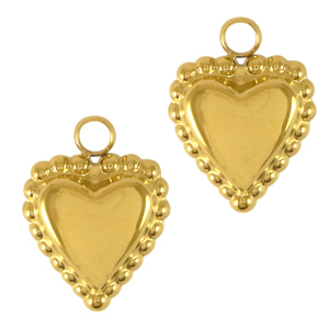 Roestvrij stalen (RVS) Stainless steel bedels hart Goud