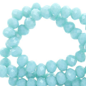 Top Facet kralen 4x3mm disc Serenity blue-pearl shine coating