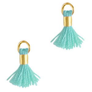 Kwastjes 0.7cm Gold-cool aqua blue
