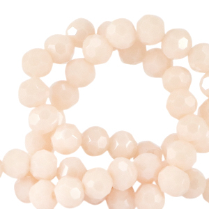Top Facet kralen rond 4mm Soft shell pink-pearl shine coating