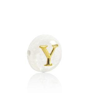 Schelp kralen letter Y Gold-white (natuurlijke kleur)
