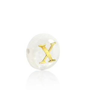 Schelp kralen letter X Gold-white (natuurlijke kleur)