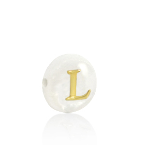 Schelp kralen letter L Gold-white (natuurlijke kleur)