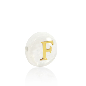 Schelp kralen letter F Gold-white (natuurlijke kleur)