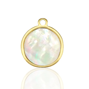 Roestvrij stalen (RVS) Stainless steel bedels 12mm shell White (natuurlijke kleur)-gold