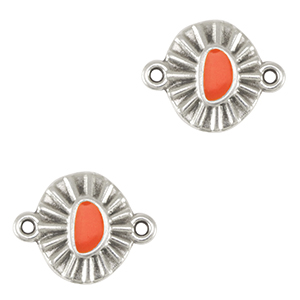 Bedels DQ metaal tussenstuk Antiek zilver-coral red (nikkelvrij)