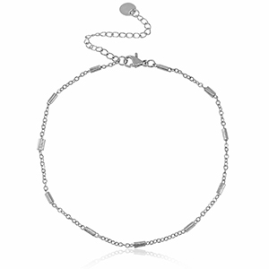 Roestvrij stalen (RVS) Stainless steel enkelbandjes schakel Zilver