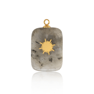 Roestvrij stalen (RVS) Stainless steel bedels rectangle sun Gold-grey