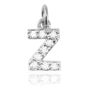 Brass TQ metaal bedels initial Z Silver