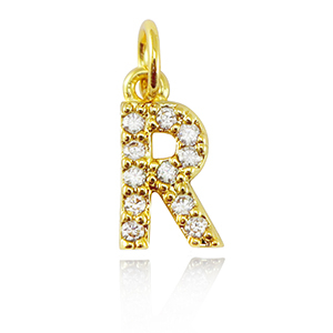 Brass TQ metaal bedels initial R Gold