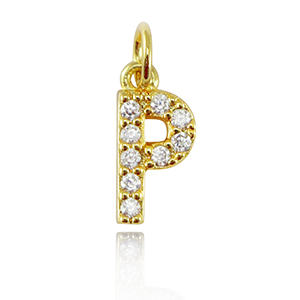 Brass TQ metaal bedels initial P Gold
