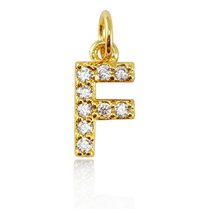 Brass TQ metaal bedels initial F Gold