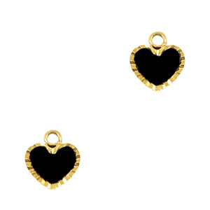 Roestvrij stalen (RVS) Stainless steel bedels hart Gold-black