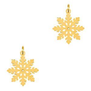 Roestvrij stalen (RVS) Stainless steel bedels sneeuwvlok Gold