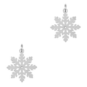 Roestvrij stalen (RVS) Stainless steel bedels sneeuwvlok Silver